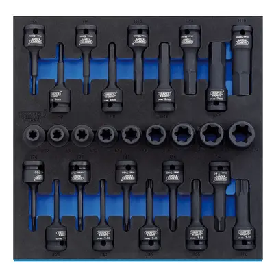 1/2" Sq. Dr. Impact Draper TX-STAR® and He x Socket Set in 1/2 Drawer EVA Insert Tray (28 Piece)