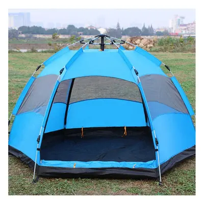 (Blue) People Automatic Pop Up Instant Large Tent Waterproof Outdoor Camping Family UV Sunshade 