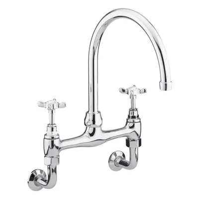 Bristan N WMDSM C Wall Mounted Bridge Kitchen Sink Mixer Tap with Swivel Spout, Chrome