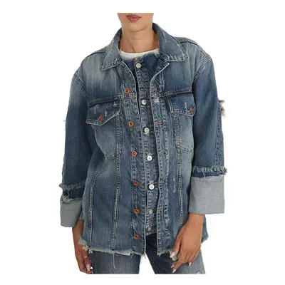 (S) DIESEL DE VISEMAC Womens Denim Jacket Distressed