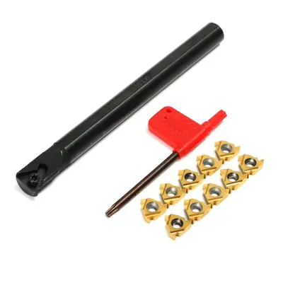 Lathe Turning Tool Holder with 10pcs 16IR AG60 Inserts