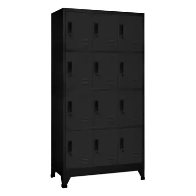 vidaXL Locker Cabinet Black Steel Office Indoor Storage Filing Cabinet Locker