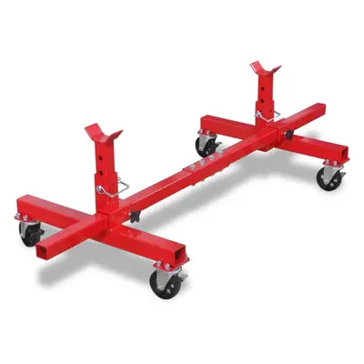 vidaXL Mobile Axle Stand Red Wheels Car Van Caravan Vehicle Garage Tool