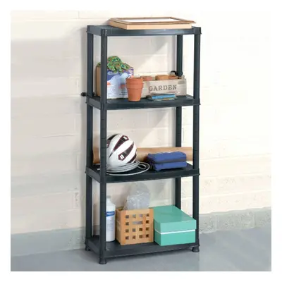 vidaXL Storage Shelf 4-Tier Black Plastic Display Racking Unit Space Saving