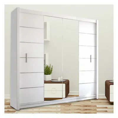 (White , cm ) MN FURNITURE Wismar Sliding Double Door Wardrobe