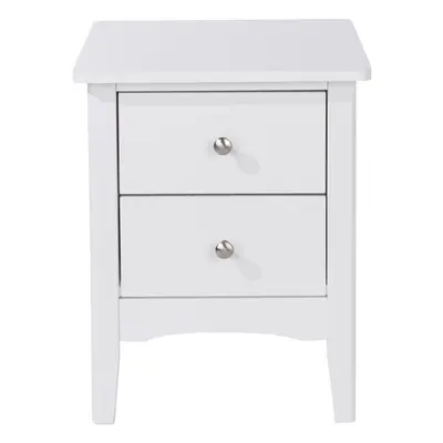 Bedside Cabinet 2Drawer Bedroom Drawer Side Table Nightstand Metal Handles White