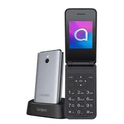 (Metalic Silver) Alcatel 3082X 4G Flip Phone SIM Free - Clamshell