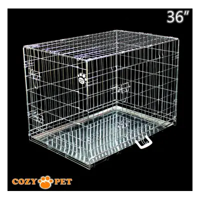 Dog Cage in Silver Puppy Crate Cozy Pet Folding Metal Travel Cages DC36S