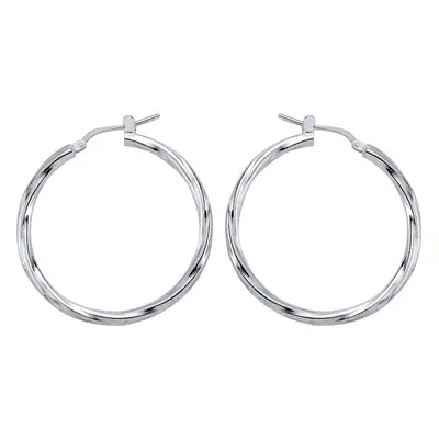 Jewelco London Ladies Sterling Silver Twisted Hoop Earrings 37mm - ER18