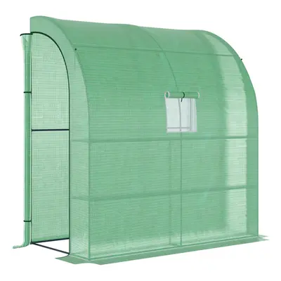 Outsunny Walk-In Lean to Wall Greenhouse w/Window&Door 200Lx 100W x 215Hcm Green