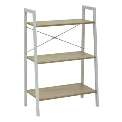 Premier Housewares Bradbury Three Tier Natural Oak Veneer Ladder Shelf Unit