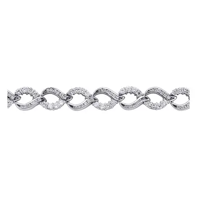 Jewelco London Ladies Sterling Silver Cubic Zirconia Wave Tears of Joy Tennis Bracelet 10mm 7.5 