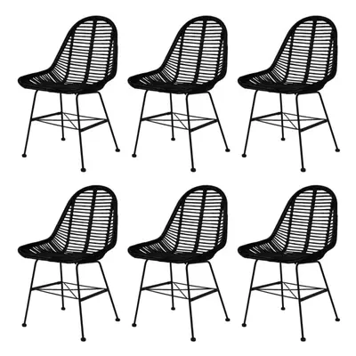 (Black, 6) vidaXL 2/4/6x Dining Chairs Natural Rattan Kitchen Furniture Seat Beige/Black