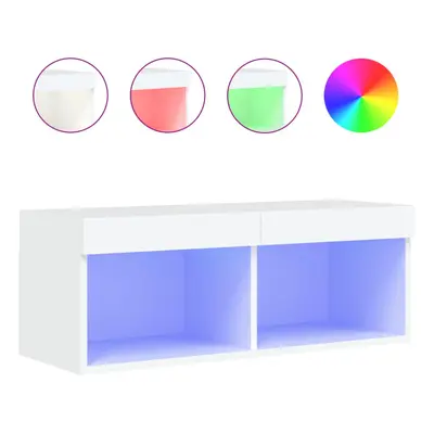 vidaXL TV Cabinet with LED Lights TV Stand Media Cabinet TV Console Unit White