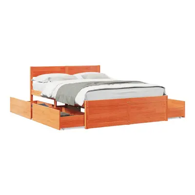 (wax brown, x cm) vidaXL Bed Frame with Drawers Bed Base Mattress Foundation Solid Wood Pine