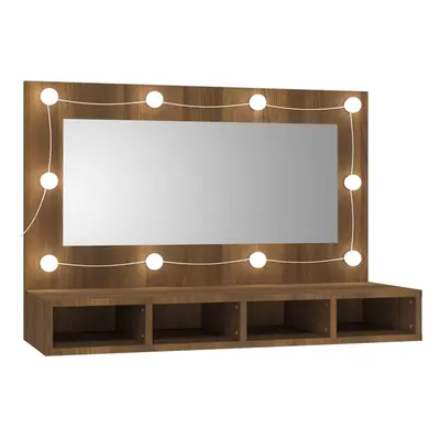 (Brown oak) vidaXL Mirror Cabinet with LED Washroom Storage Cabinet Bathroom Vanity Unit