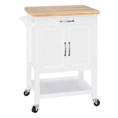 HOMCOM Kitchen Storage Trolley Cart Rolling Wheels Shelves Cupboard W/ Drawer