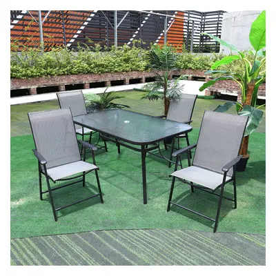 (4 x Foldable Chair Only) Garden Outdoor Patio Chairs Table with Parasol Hole