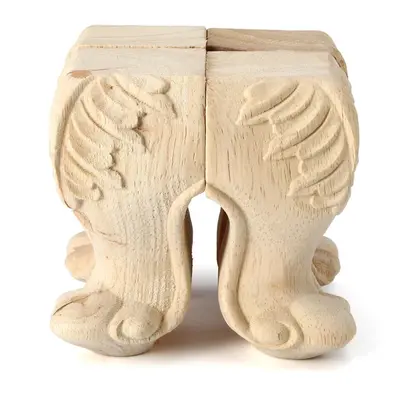 (10cm) 4Pcs 10/15cm European Solid Wood Applique Carving Furniture Foot Legs Unpainted Cabinet F