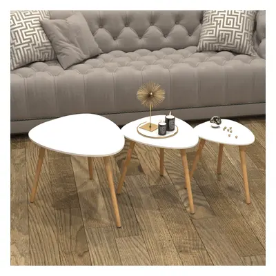 (White) 3pc Charles Jacobs Scandinavian Side Table Set