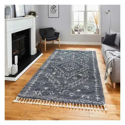 (Tribal - Grey, x cm) Tribal Shaggy Rug Scandi Living Room Bedroom Rugs Geometric Berber Style N