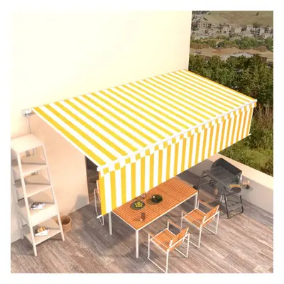 vidaXL Manual Retractable Awning with Blind 6x3m Yellow&White Outdoor Awning