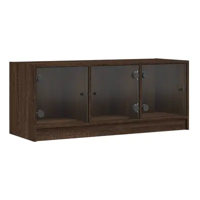 vidaXL TV Cabinet with Glass Doors TV Stand Entertainment Centre Brown Oak