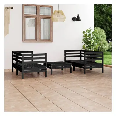 vidaXL Solid Pinewood Garden Lounge Set Piece Black Outdoor Seating Sofa