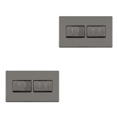 2 PACK Gang Multi Light Switch SCREWLESS BLACK NICKEL Way 10A Slim Rocker