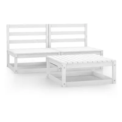 vidaXL Solid Pinewood Garden Lounge Set Piece White Wooden Furniture Sofa