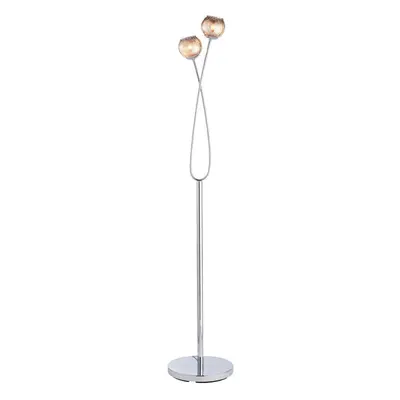 Twin Light Floor Lamp Chrome & Glass Free Standing Modern Lounge Base Holder