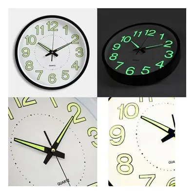 12" Inch Luminous Wall Clock Glow In The Dark Silent Quartz Indoor/Outdoor Green Noctilucent