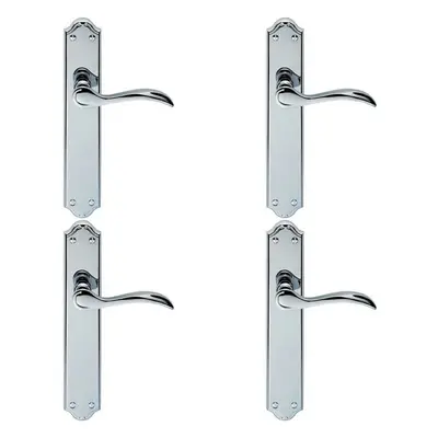 4x PAIR Curved Handle on Long Latch Backplate x 45mm Polished Chrome