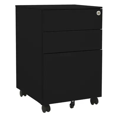 vidaXL Mobile File Cabinet Black Steel Office Storage Organiser Filing Cabinet