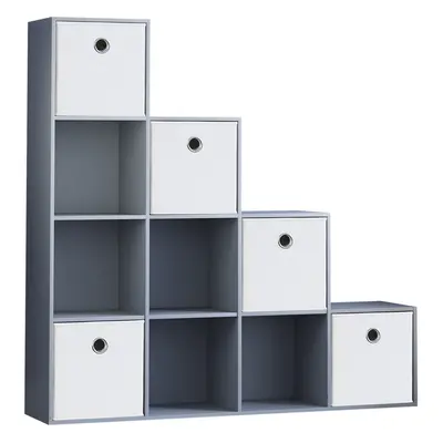 (Grey, White) Durham Cube Staircase Shelf Drawer + Baskets