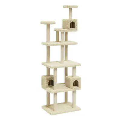 (cream) vidaXL Cat Tree with Sisal Scratching Posts 188cm Cat Play Tower Multi Colours