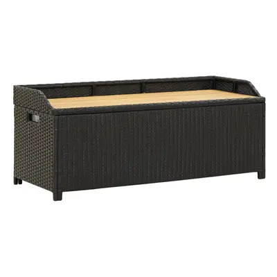 vidaXL Garden Storage Bench Poly Rattan 120cm Black Outdoor Cabinet Multi Box