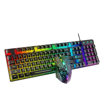 (Black) Keys Gaming Keyboard USB Wired RGB Luminous Backlight Mechanical Feel Keyboard for Compu