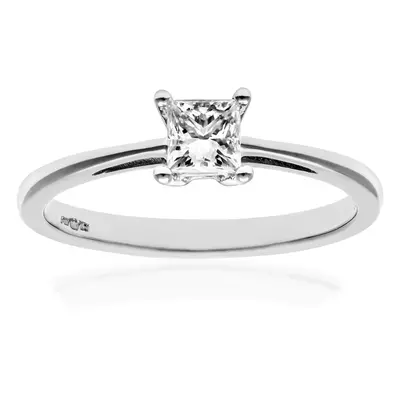 (N) Jewelco London 18ct White Gold Engagement Ring, J/I Certified Diamond, Princess Cut, 0.33ct