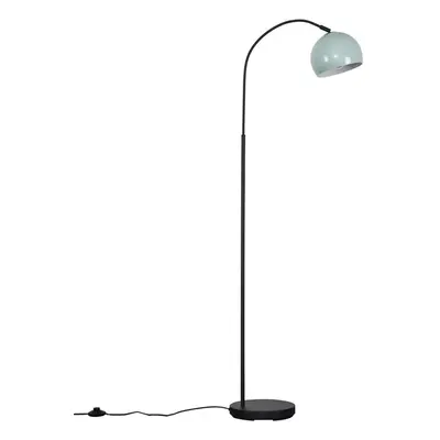 Modern Designer Style Dark Grey Curved Stem Floor Lamp with a Pale Blue Dome Shade - Complete wi