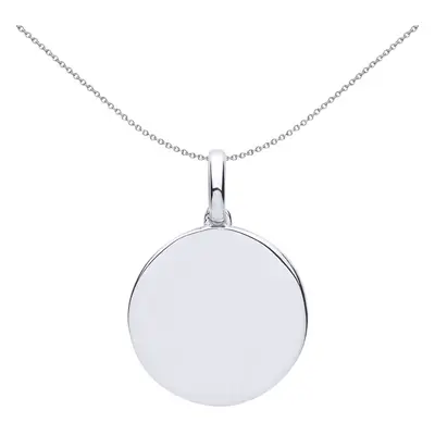 Jewelco London Ladies Sterling Silver Round Disc Medallion Necklace inch - GVP499