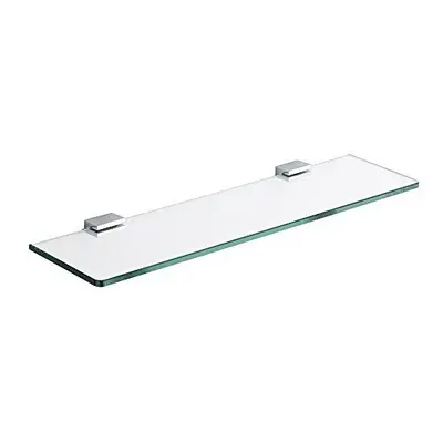 Milano Arvo - Modern Wall Mounted Bathroom Glass Shelf with Square Chrome Brackets - 500mm Lengt