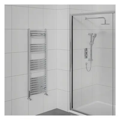 WarmeHaus Curved Bathroom Heated Towel Rail Warmer Radiator Central Heating Chrome - 1200x500mm