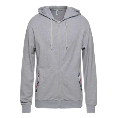 Moschino Brand Taped Pockets Grey Zip Hoodie