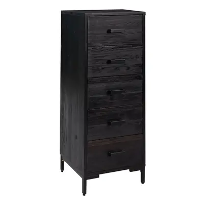 vidaXL Solid Wood Pine Chest of Drawers Black Recycled Wooden Drawer Cabinet