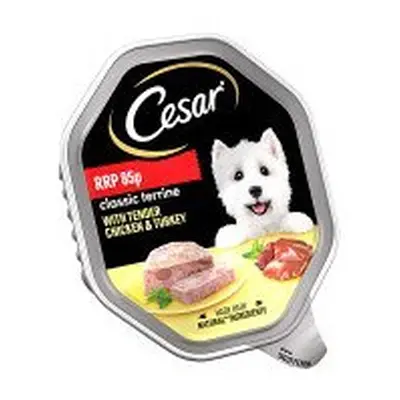 Cesar Classics Terrine Dog Food Tray Chicken & Turkey in Loaf 150g (Pack of 14)