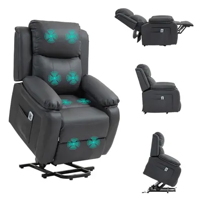 HOMCOM Riser and Recliner Chair Power Lift Recliner with Remote Dark Grey