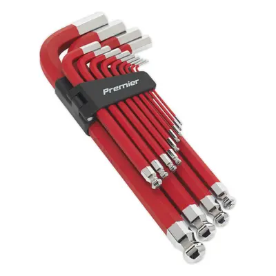 13 Piece Long Jumbo Ball-End Hex Key Set - 2mm to 19mm Size - Anti-Slip Coating