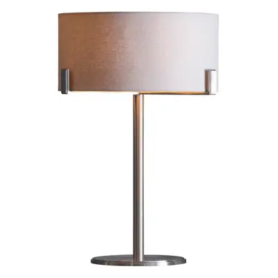 Table Lamp Satin Nickel Plate & Slate Grey Fabric 10W LED E27 Base & Shade