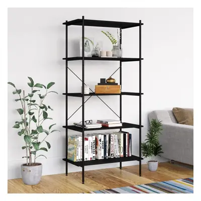 vidaXL 5-Tier Shelving Unit Black Home Decor Bookcase Bookshelf Standing Shelf